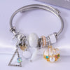 Fashion Shell Alloy Steel Patchwork Inlay Artificial Gemstones Pearl Women's Bangle 1 Piece