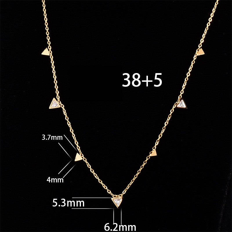 Fashion Triangle Square Water Droplets Titanium Steel Gold Plated Inlay Zircon Necklace 1 Piece