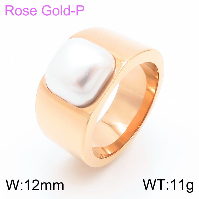 Elegant Square Stainless Steel Polishing Shell Rings 1 Piece