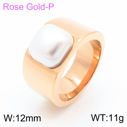 Elegant Square Stainless Steel Polishing Shell Rings 1 Piece