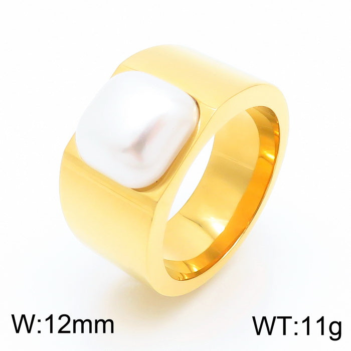 Elegant Square Stainless Steel Polishing Shell Rings 1 Piece