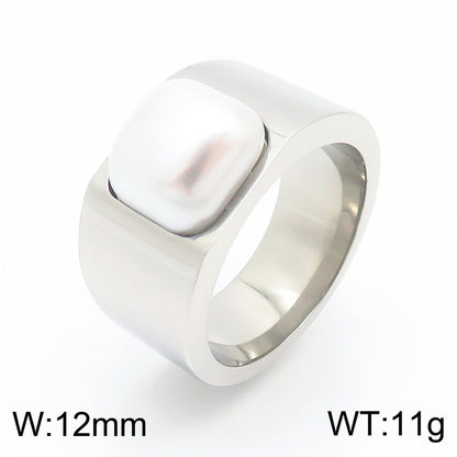 Elegant Square Stainless Steel Polishing Shell Rings 1 Piece