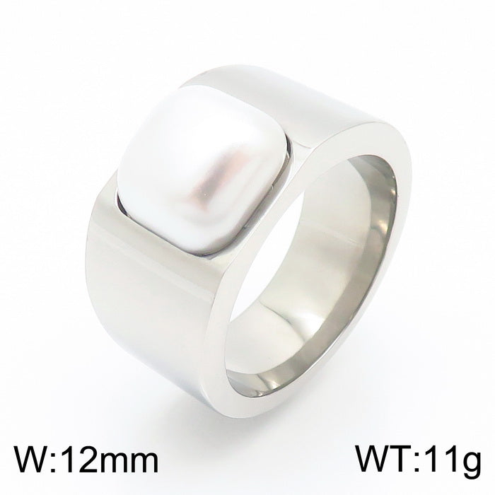 Elegant Square Stainless Steel Polishing Shell Rings 1 Piece