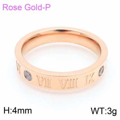 Simple Style Letter Stainless Steel Polishing Zircon Rings 1 Piece