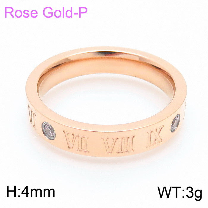 Simple Style Letter Stainless Steel Polishing Zircon Rings 1 Piece