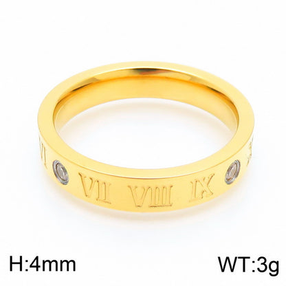 Simple Style Letter Stainless Steel Polishing Zircon Rings 1 Piece