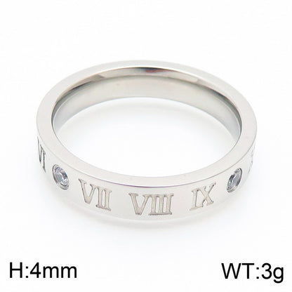 Simple Style Letter Stainless Steel Polishing Zircon Rings 1 Piece