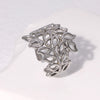 Fashion Leaf Stainless Steel Gold Plated Open Ring