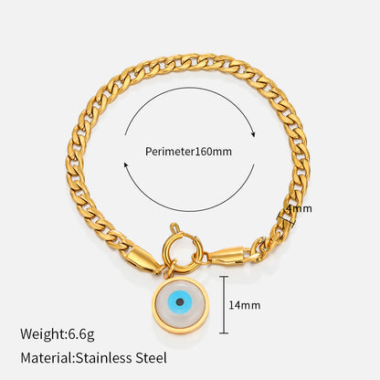 Fashion Devil's Eye Stainless Steel Gold Plated Bracelets Necklace