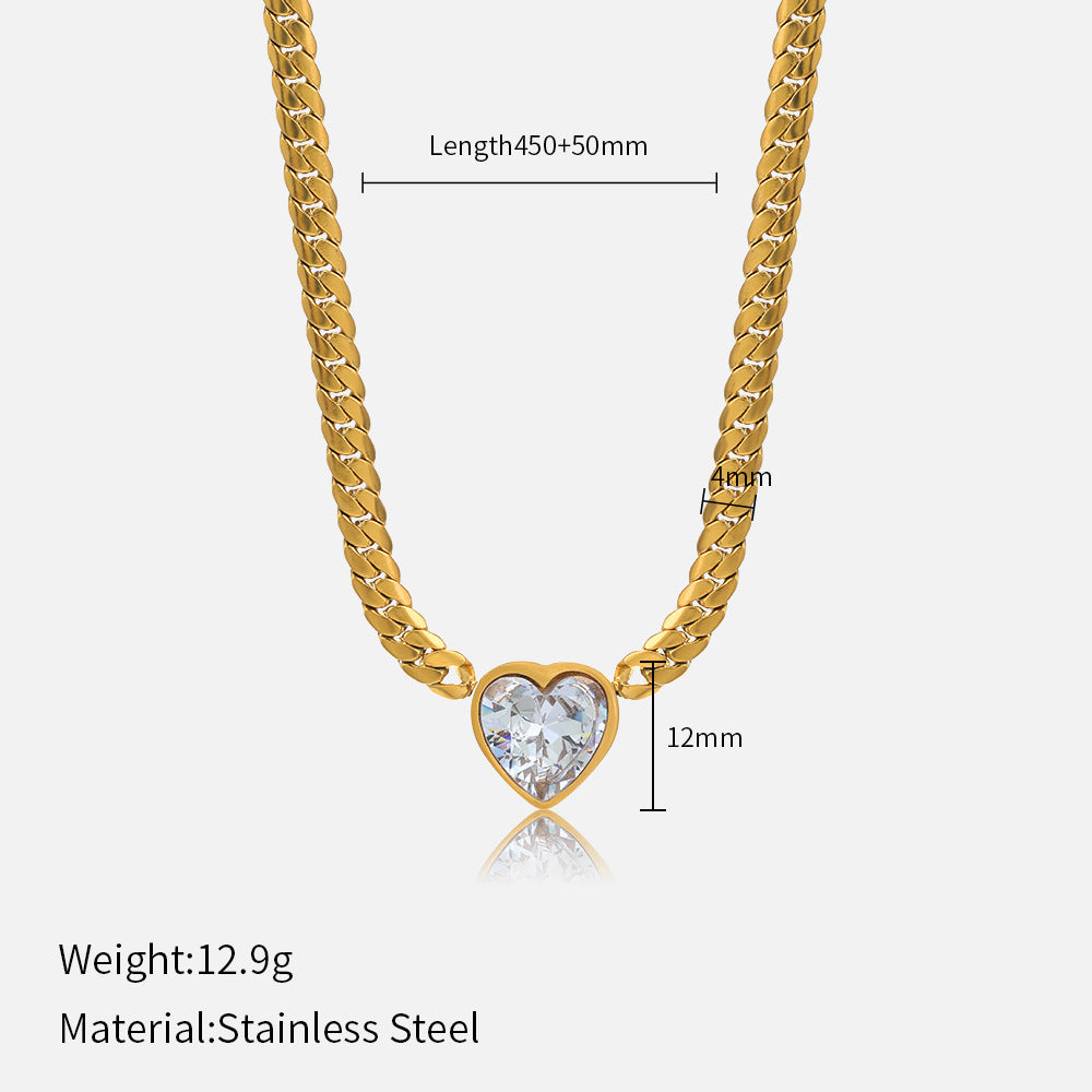 Wholesale Fashion Heart Shape Stainless Steel Plating Rhinestones Bracelets Necklace