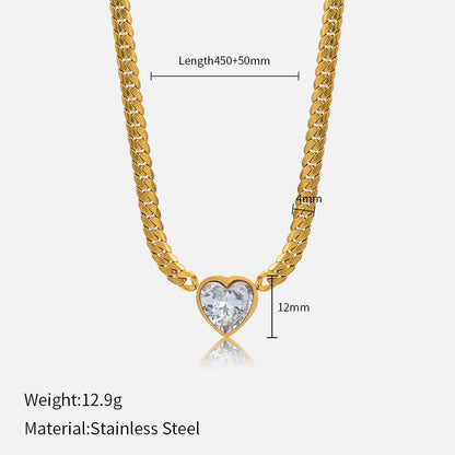 Wholesale Fashion Heart Shape Stainless Steel Plating Rhinestones Bracelets Necklace