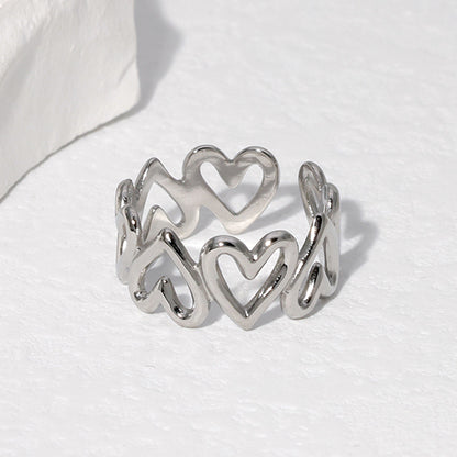 Vintage Style Heart Shape Stainless Steel Open Rings