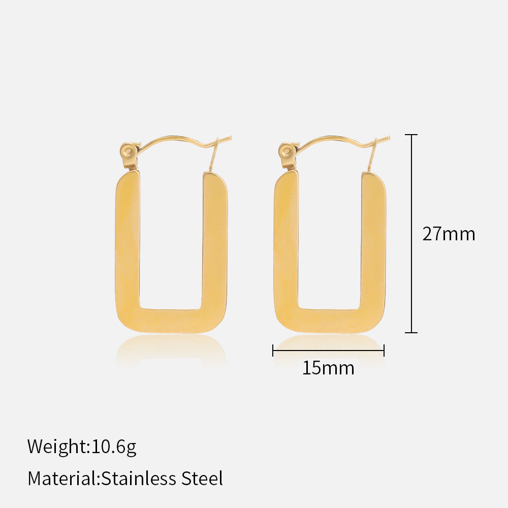 1 Pair Ig Style Simple Style Solid Color Plating Stainless Steel Gold Plated Earrings