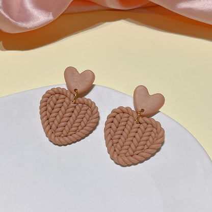 Simple Style Heart Shape Soft Clay Handmade Women's Drop Earrings 1 Pair