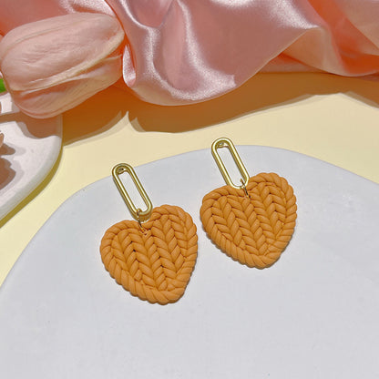 Simple Style Heart Shape Soft Clay Handmade Women's Drop Earrings 1 Pair