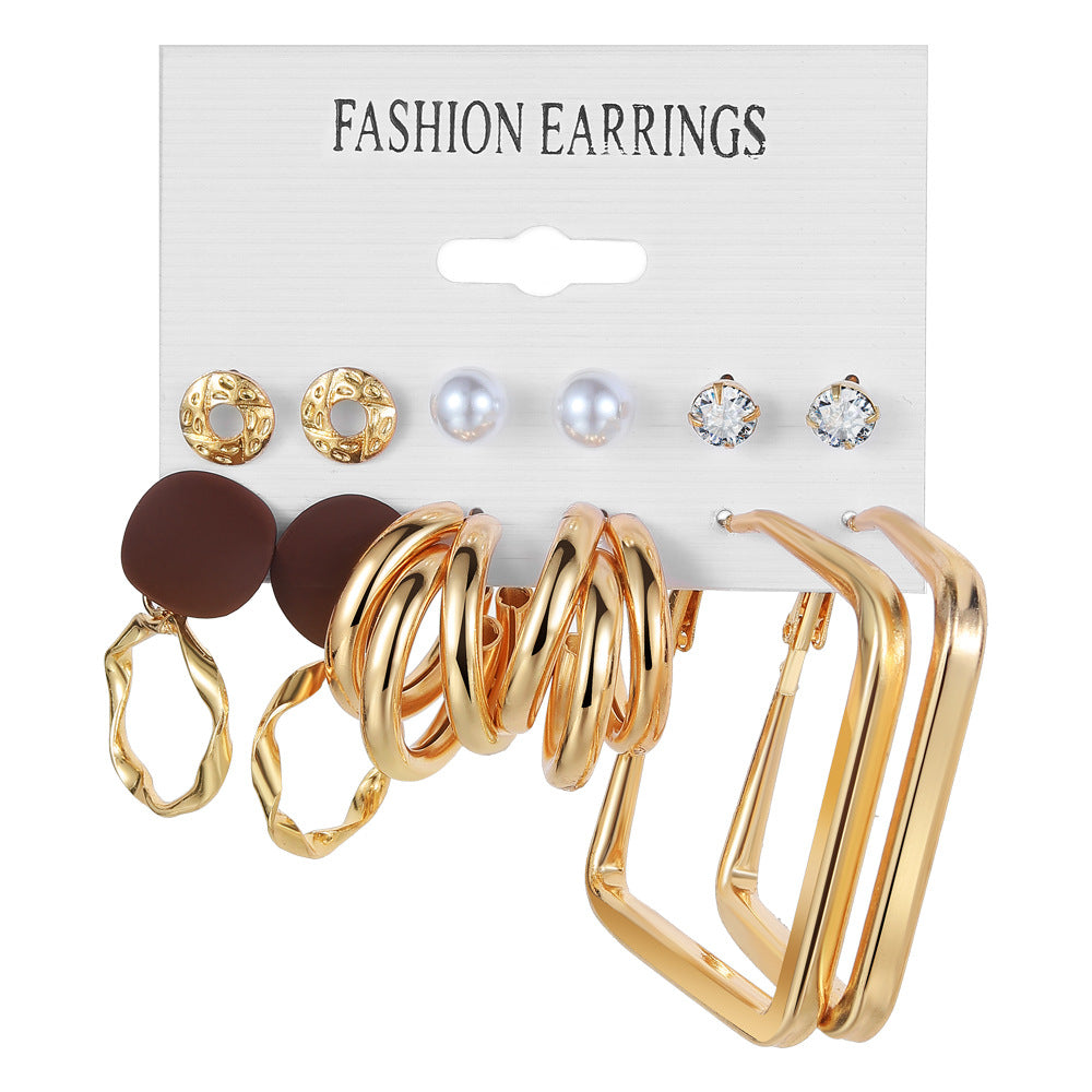 Elegant Geometric Alloy Plating Artificial Pearls Rhinestones Women's Earrings 1 Set