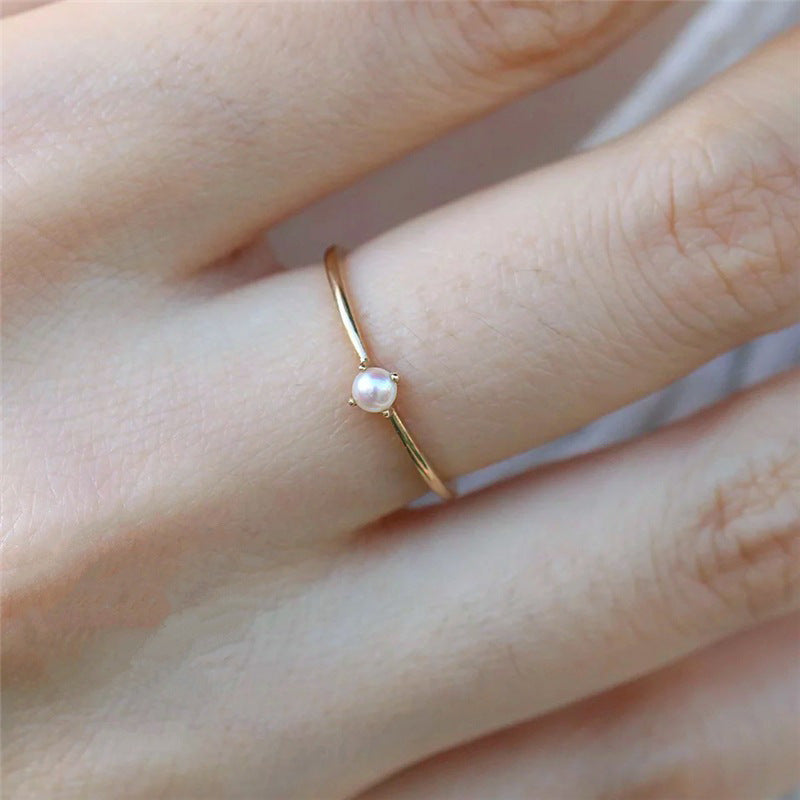 Simple Style Geometric Copper Gold Plated Artificial Pearls Rings