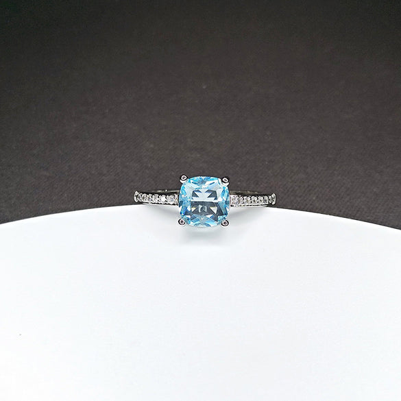 Wholesale Glam Square Copper White Gold Plated Artificial Gemstones Rings