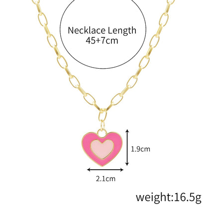 Fashion Heart Shape Alloy Enamel Women's Pendant Necklace