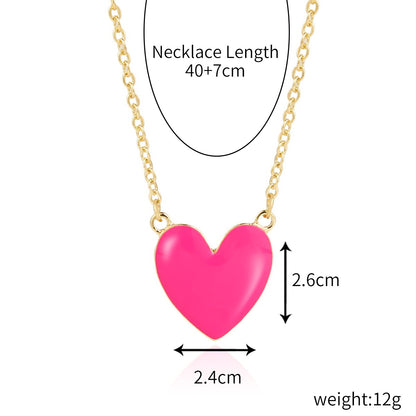 Fashion Heart Shape Alloy Enamel Women's Pendant Necklace