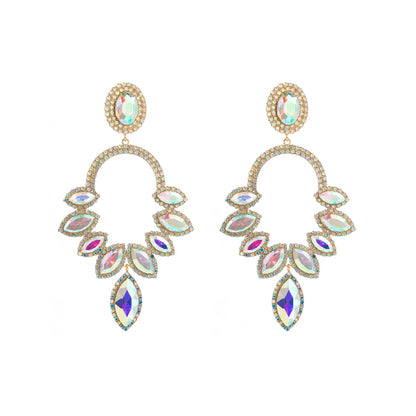 1 Pair Classic Style Geometric Flower Alloy Plating Rhinestones Women's Dangling Earrings