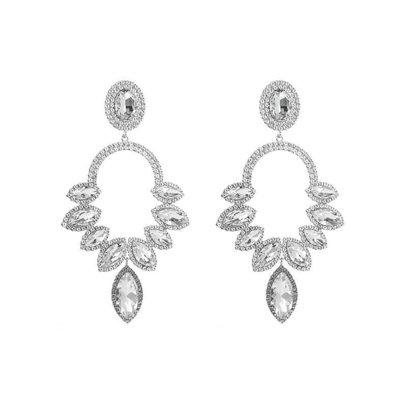 1 Pair Classic Style Geometric Flower Alloy Plating Rhinestones Women's Dangling Earrings