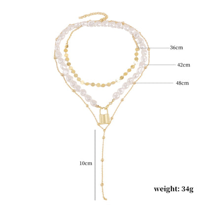 Elegant Geometric Alloy Plating Artificial Pearls Women's Necklace