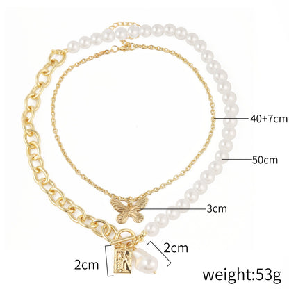 Elegant Geometric Alloy Plating Artificial Pearls Women's Necklace