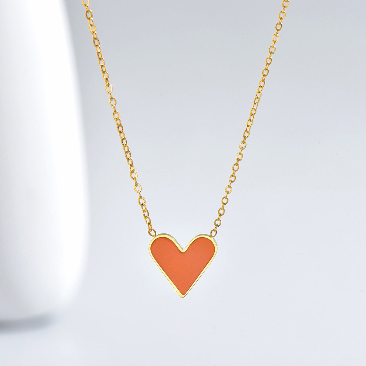 Fashion Heart Shape Stainless Steel Enamel Necklace