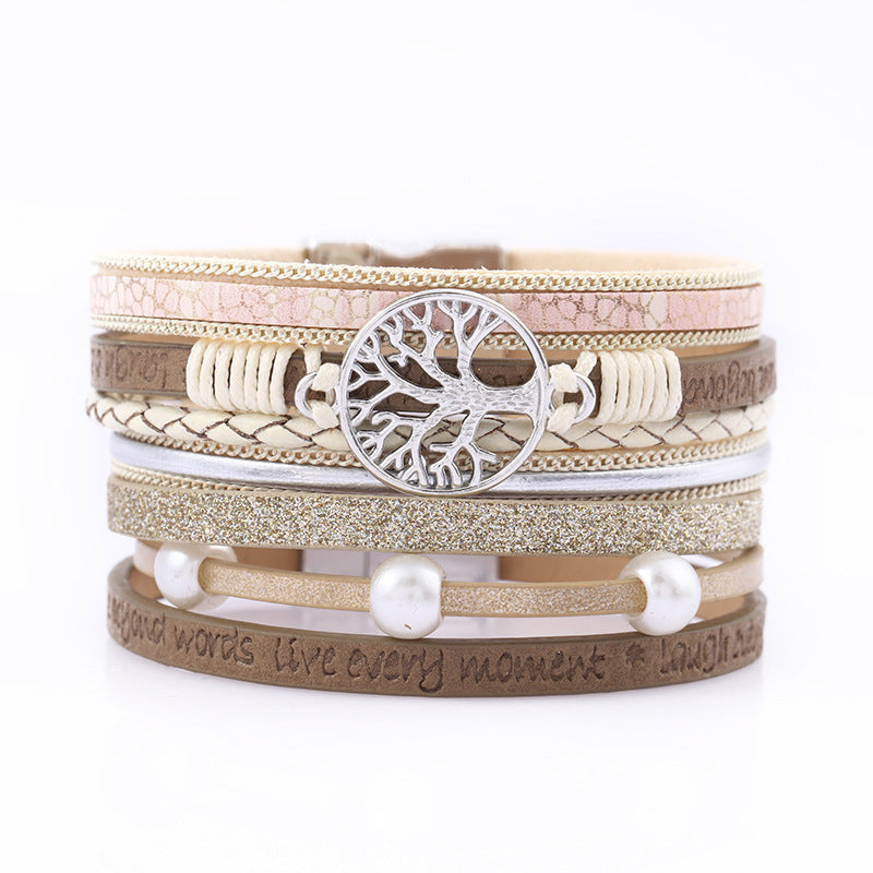 Ethnic Style Tree Pu Leather Alloy Braid Women's Bracelets