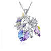 Cute Heart Shape Unicorn Alloy Rhinestone Girl's Necklace 1 Piece