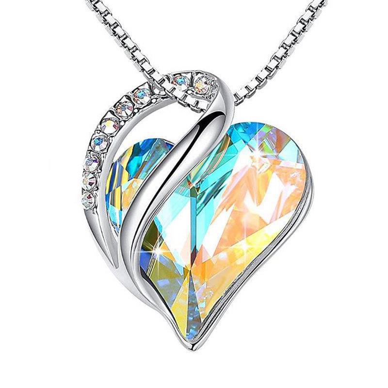 Fashion Heart Shape Alloy Crystal Rhinestone Pendant Necklace 1 Piece