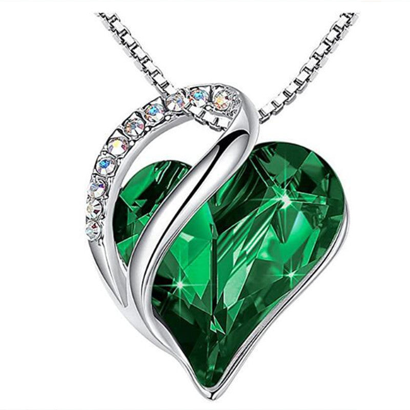 Fashion Heart Shape Alloy Crystal Rhinestone Pendant Necklace 1 Piece