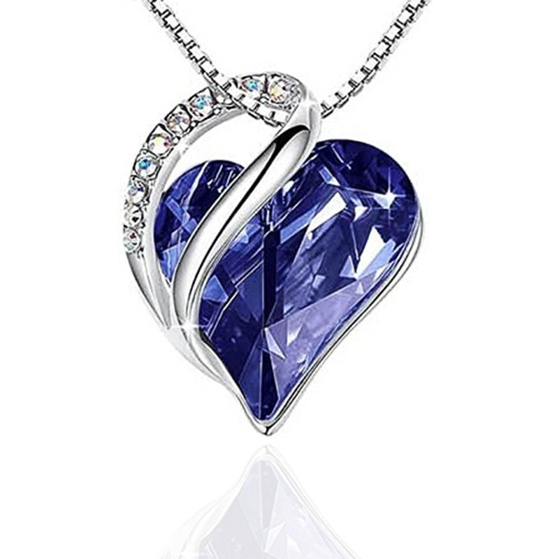 Fashion Heart Shape Artificial Crystal Plating Rhinestones Pendant Necklace 1 Piece