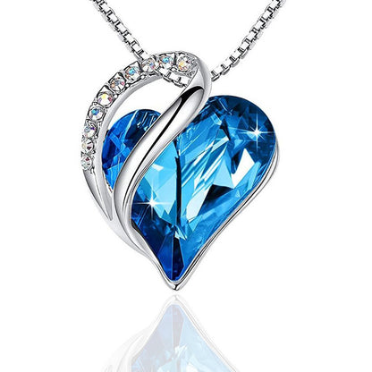 Fashion Heart Shape Artificial Crystal Plating Rhinestones Pendant Necklace 1 Piece