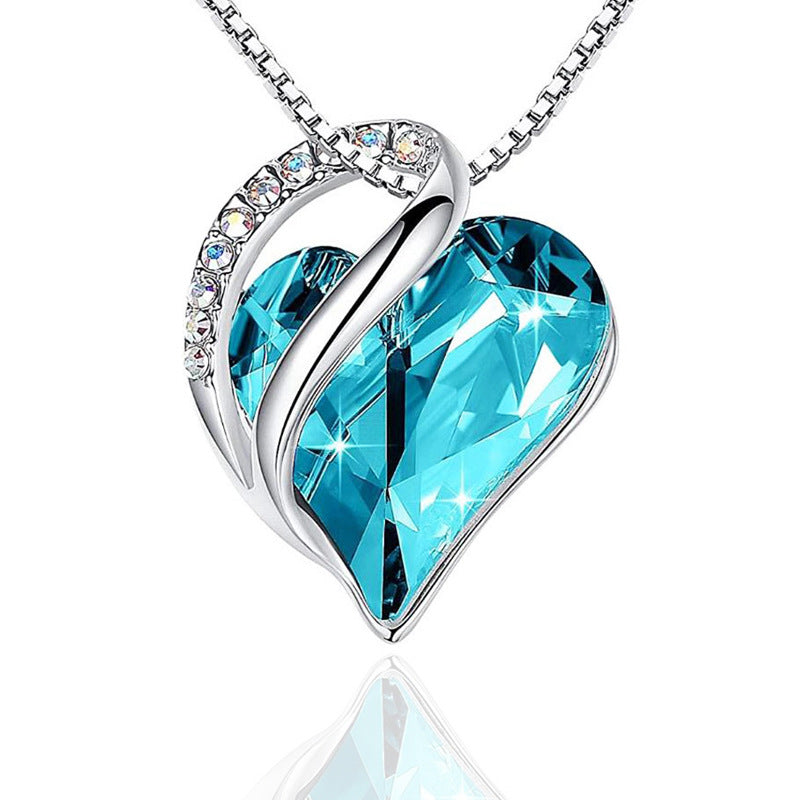 Fashion Heart Shape Artificial Crystal Plating Rhinestones Pendant Necklace 1 Piece