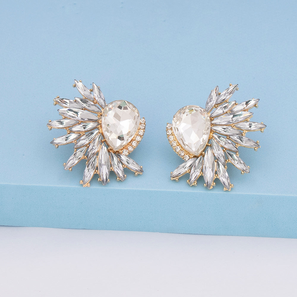 Fashion Floral Alloy Inlay Artificial Rhinestones Ear Studs 1 Pair