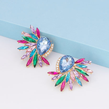 Fashion Floral Alloy Inlay Artificial Rhinestones Ear Studs 1 Pair