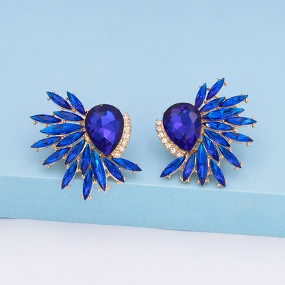 Fashion Floral Alloy Inlay Artificial Rhinestones Ear Studs 1 Pair