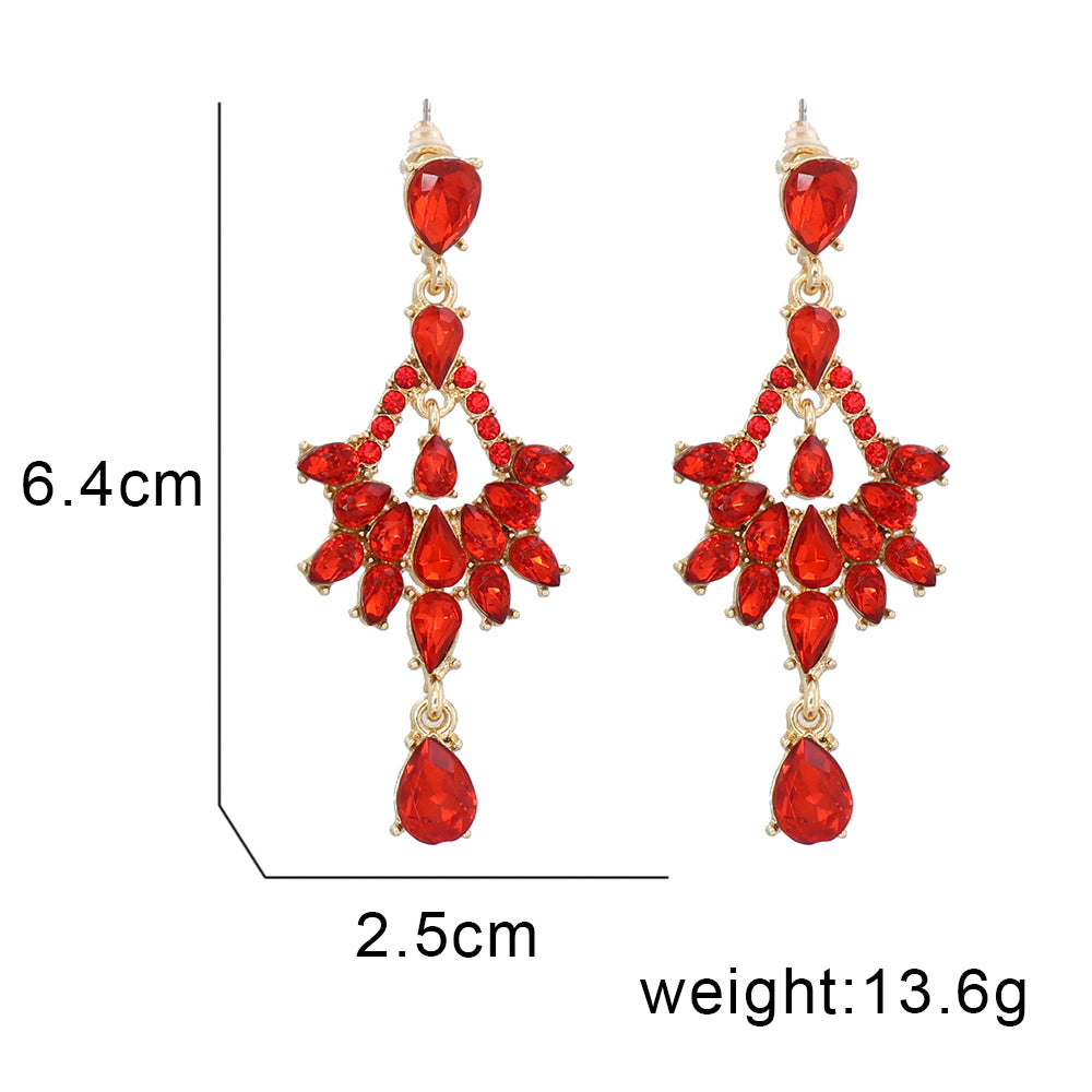 Fashion Water Droplets Alloy Inlay Artificial Rhinestones Drop Earrings 1 Pair