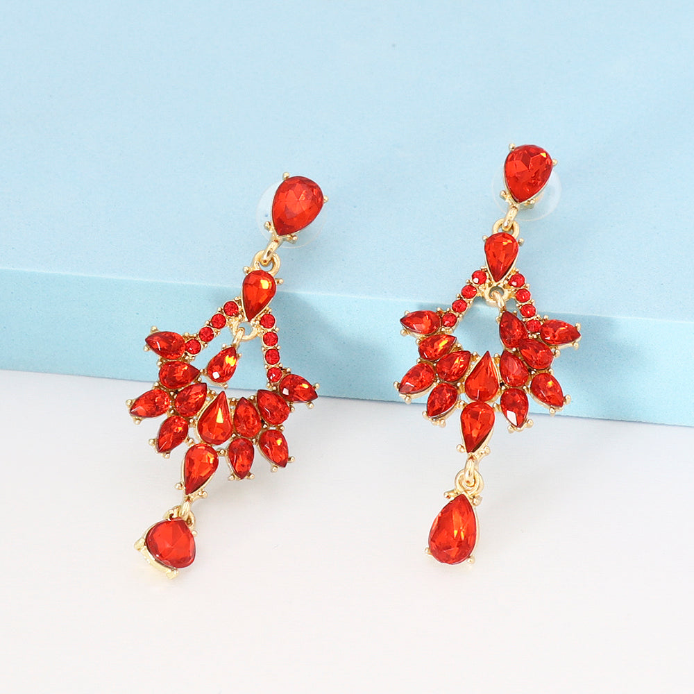 Fashion Water Droplets Alloy Inlay Artificial Rhinestones Drop Earrings 1 Pair