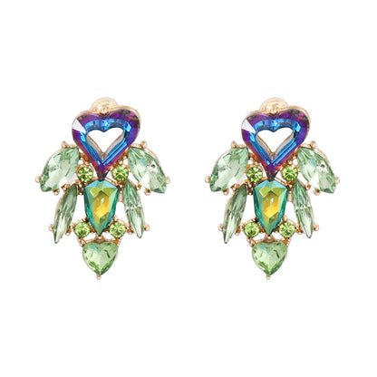 Fashion Heart Shape Alloy Inlay Rhinestones Ear Studs 1 Pair