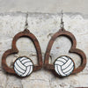 Sports Heart Shape Wood Null Printing Shape/pattern Women's Earrings