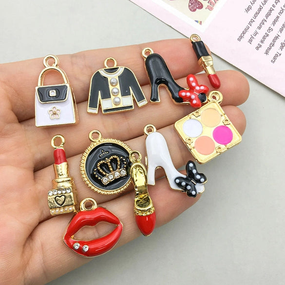 16 Models Per Model 1, 16/Bag 15*16mm 17*19mm 23*18mm Zinc Alloy Lipstick Lips High Heel Pendant