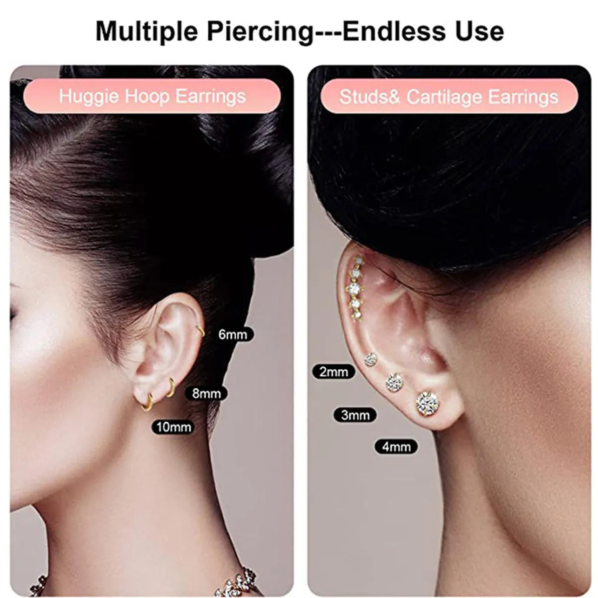 16 Pieces Simple Style Geometric Inlay Stainless Steel Copper Zircon 14K Gold Plated Ear Studs