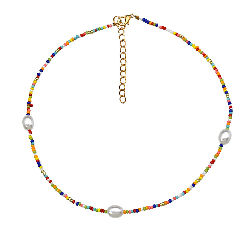 1 Piece Ethnic Style Color Block Alloy Pearl Seed Bead Beaded Women's Necklace