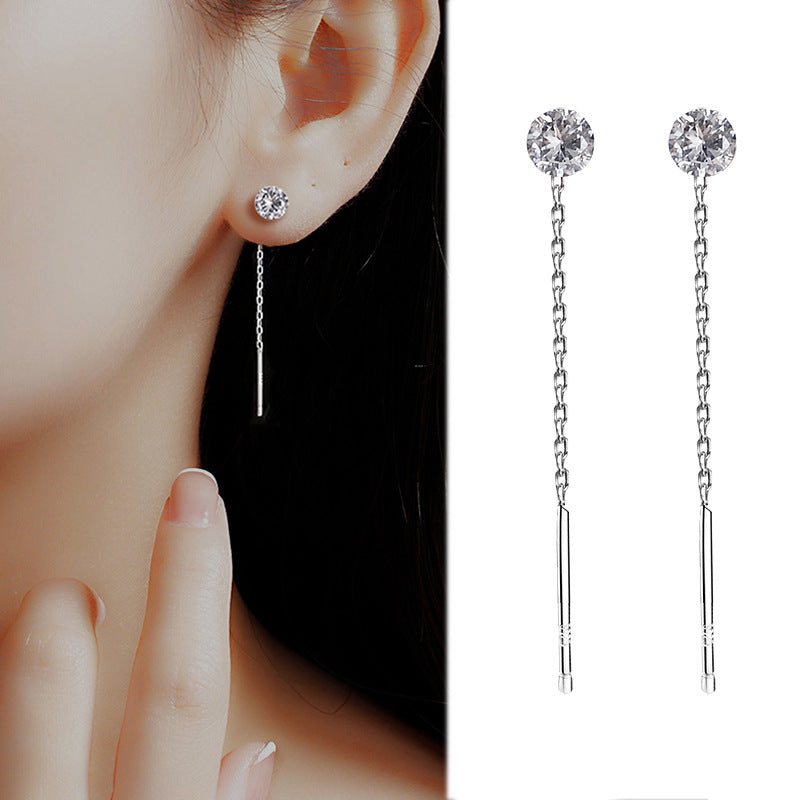 Simple Style Geometric Sterling Silver Plating Zircon Ear Studs 1 Pair