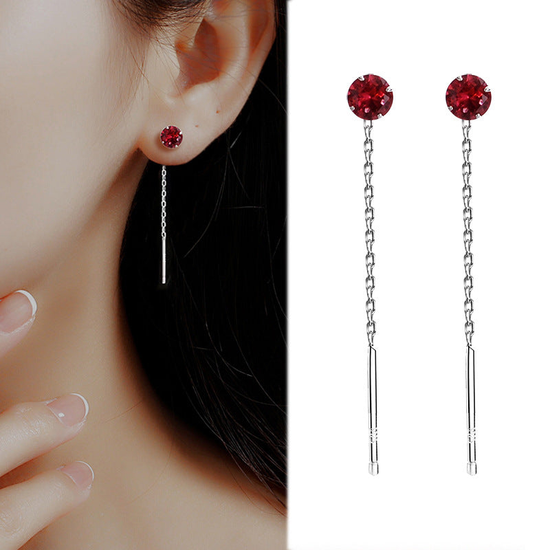 Simple Style Geometric Sterling Silver Plating Zircon Ear Studs 1 Pair