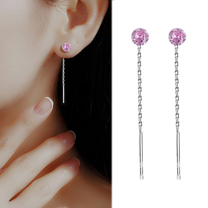 Simple Style Geometric Sterling Silver Plating Zircon Ear Studs 1 Pair