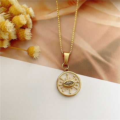 Ins Style Heart Shape Eye Flower Copper Gold Plated Null Shape/pattern Seiko Zircon Pendant Necklace